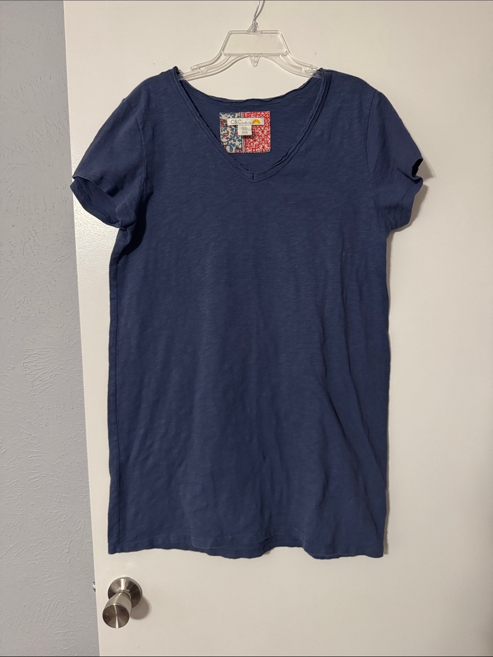C&C California Blue V-Neck Short Sleeve T-Shirt Dress